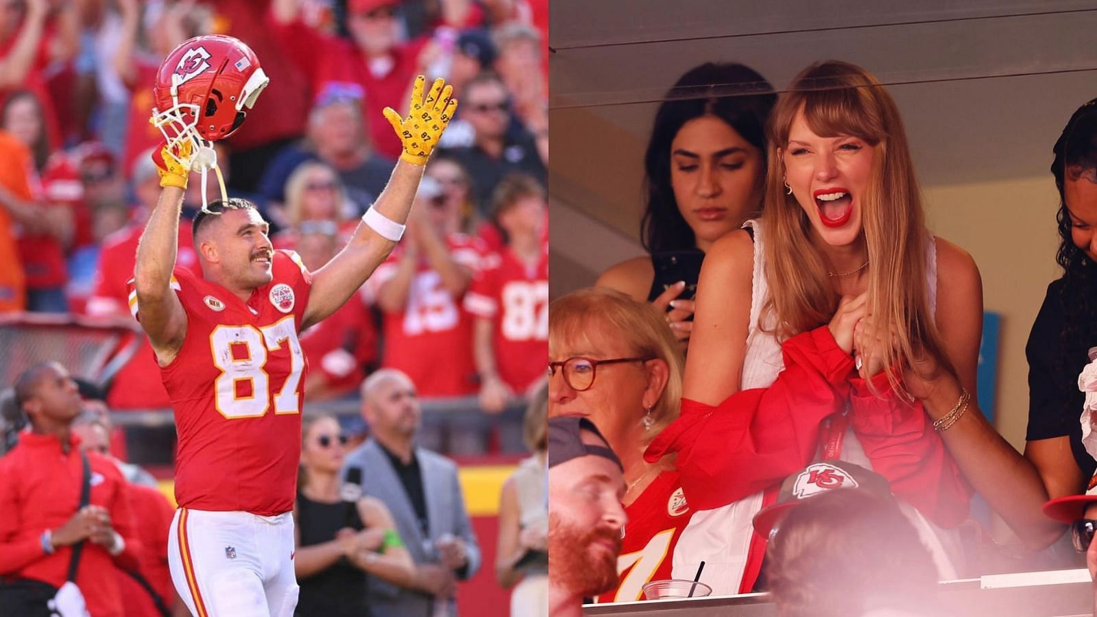 Taylor Swift and Travis Kelce at Kansas Chiefs City game (Image via Instagram/ @cardigansfolklore)