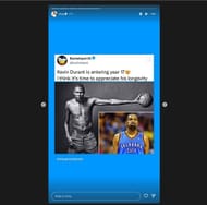Shaquille O'Neal shares a post on Kevin Durant post to Instagram.