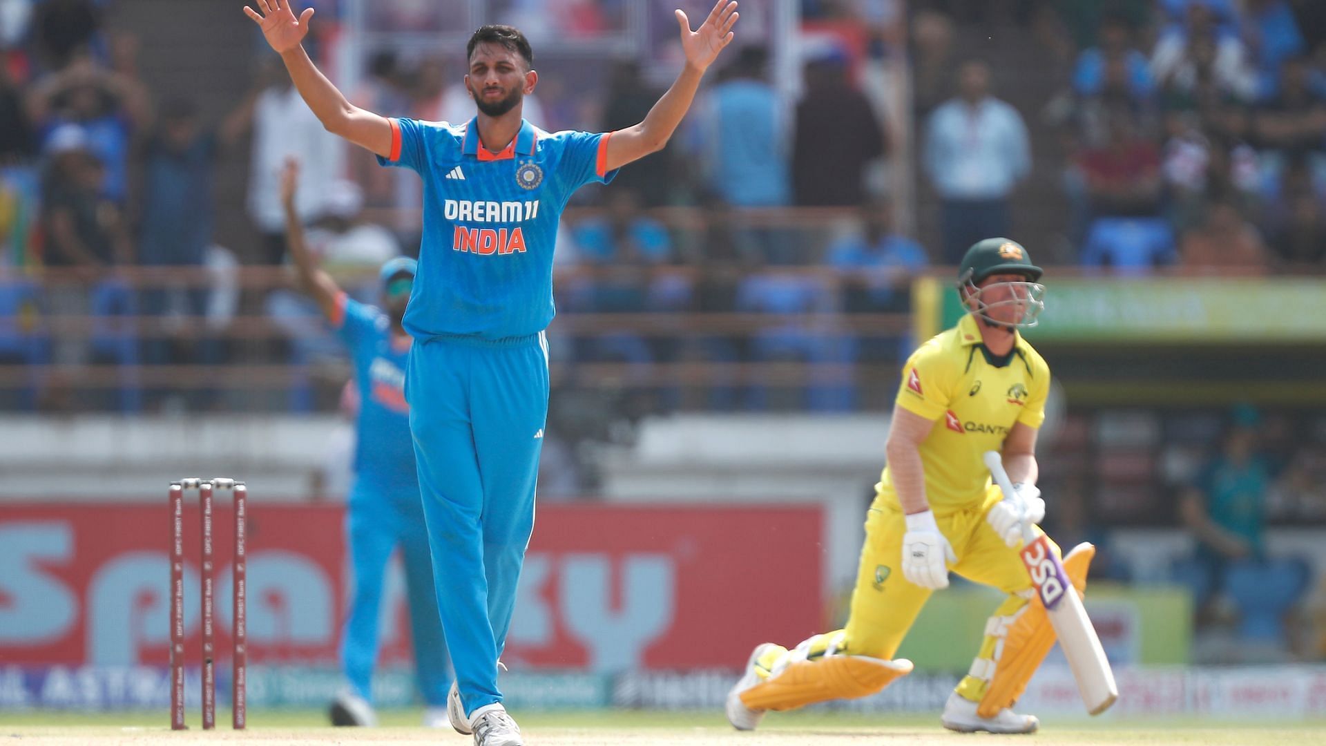 Prasidh Krishna appeals for getting David Warner caught behind (P.C.:BCCI)