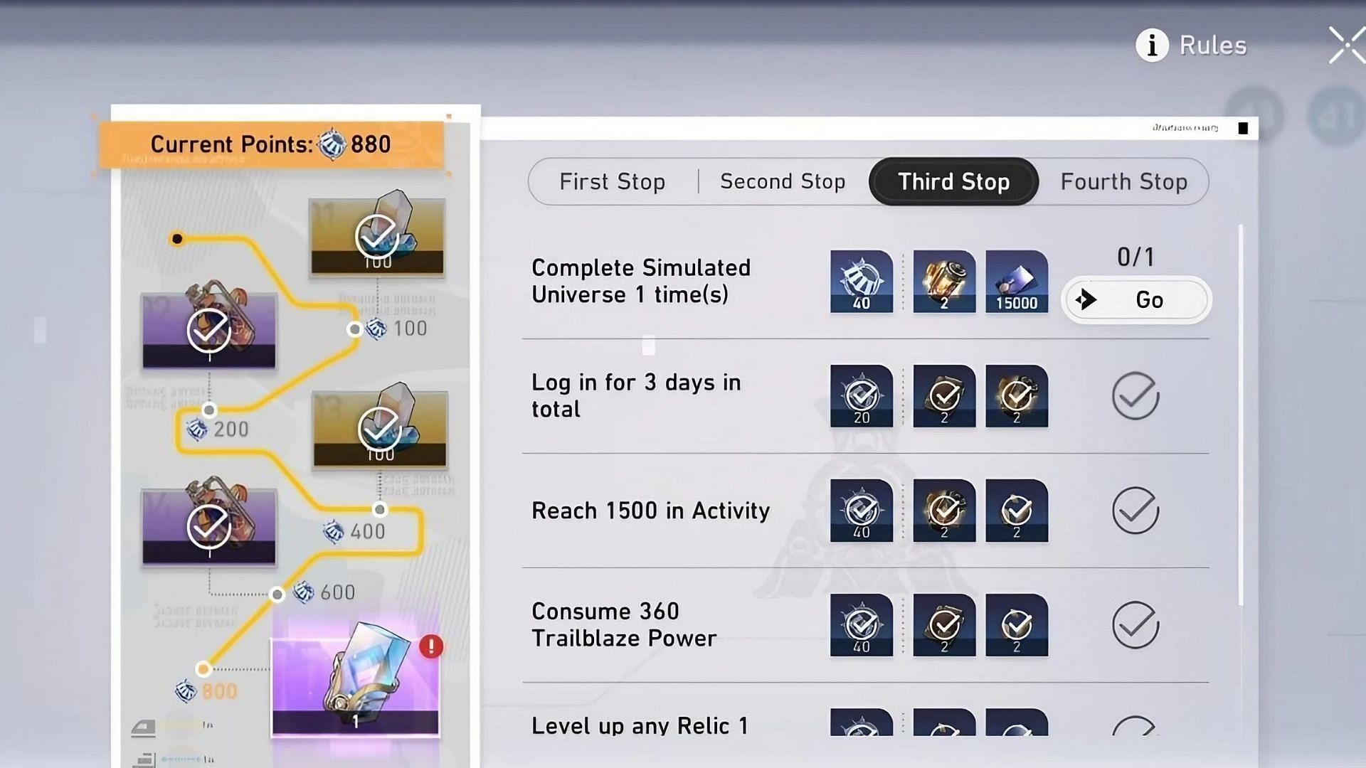 Complete all the objectives in Path of Return Mission to unlock various in-game resources (Image via HoYoverse)