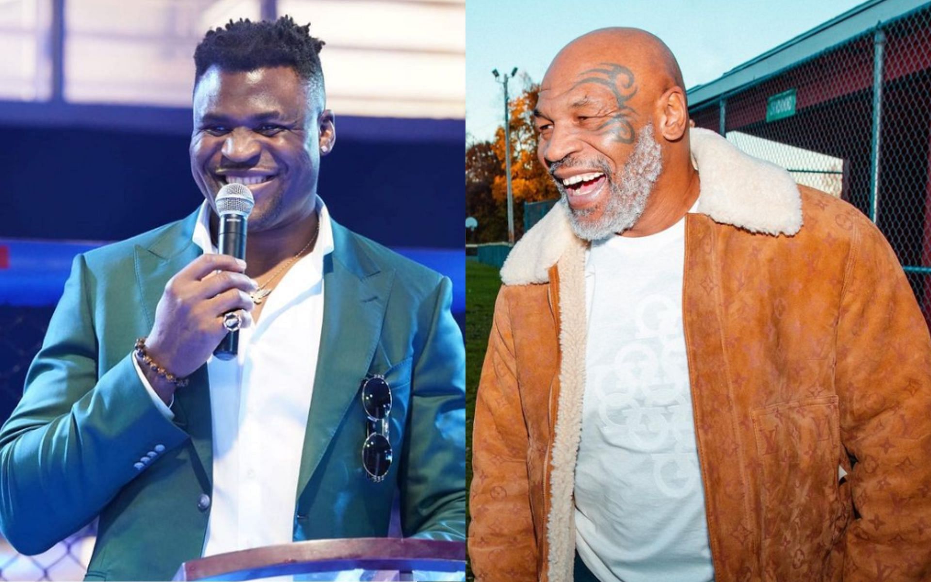 Francis Ngannou (left), Mike Tyson (right)