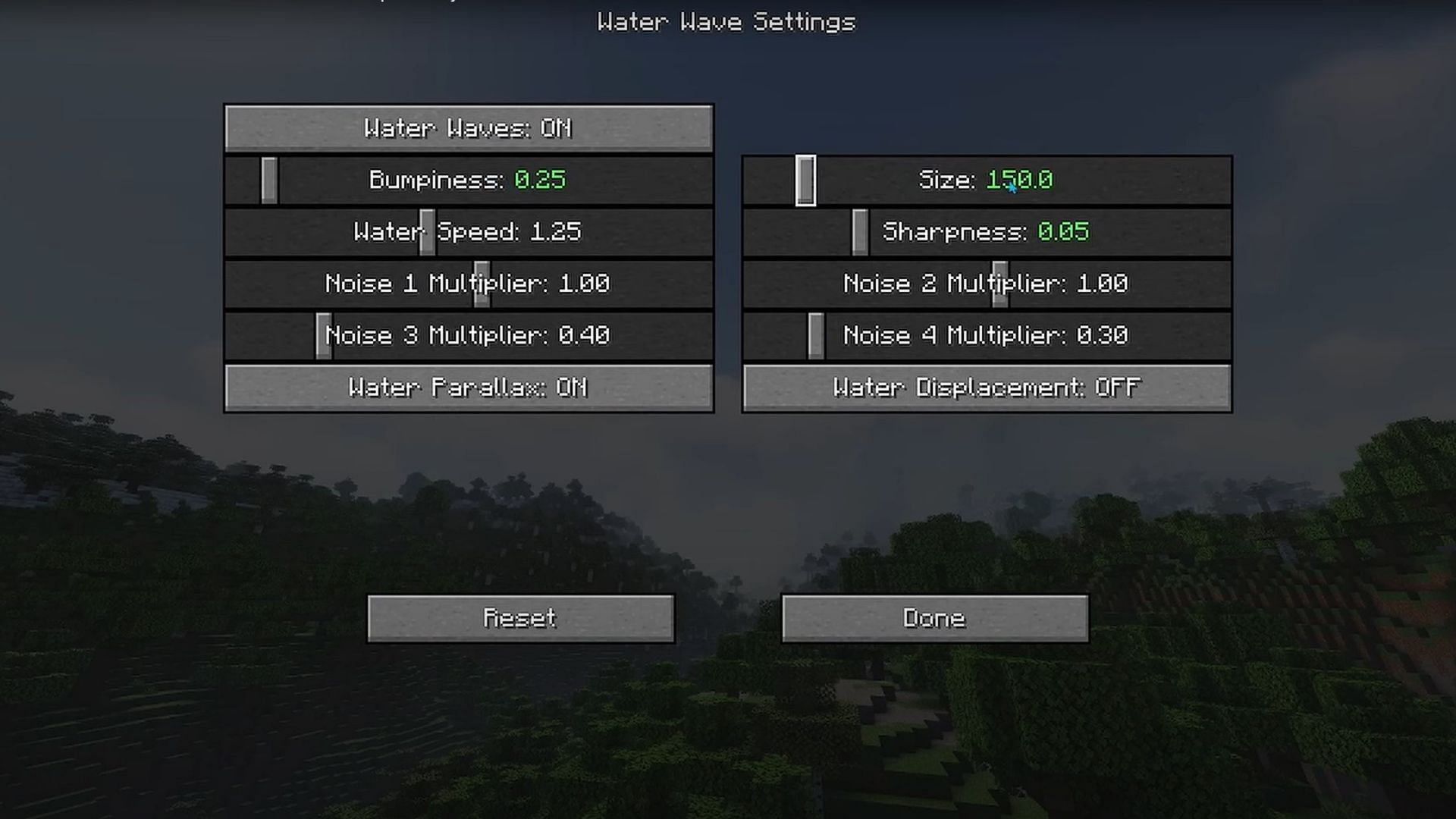 Water Settings for Shaders (Image via TheChrisCross)