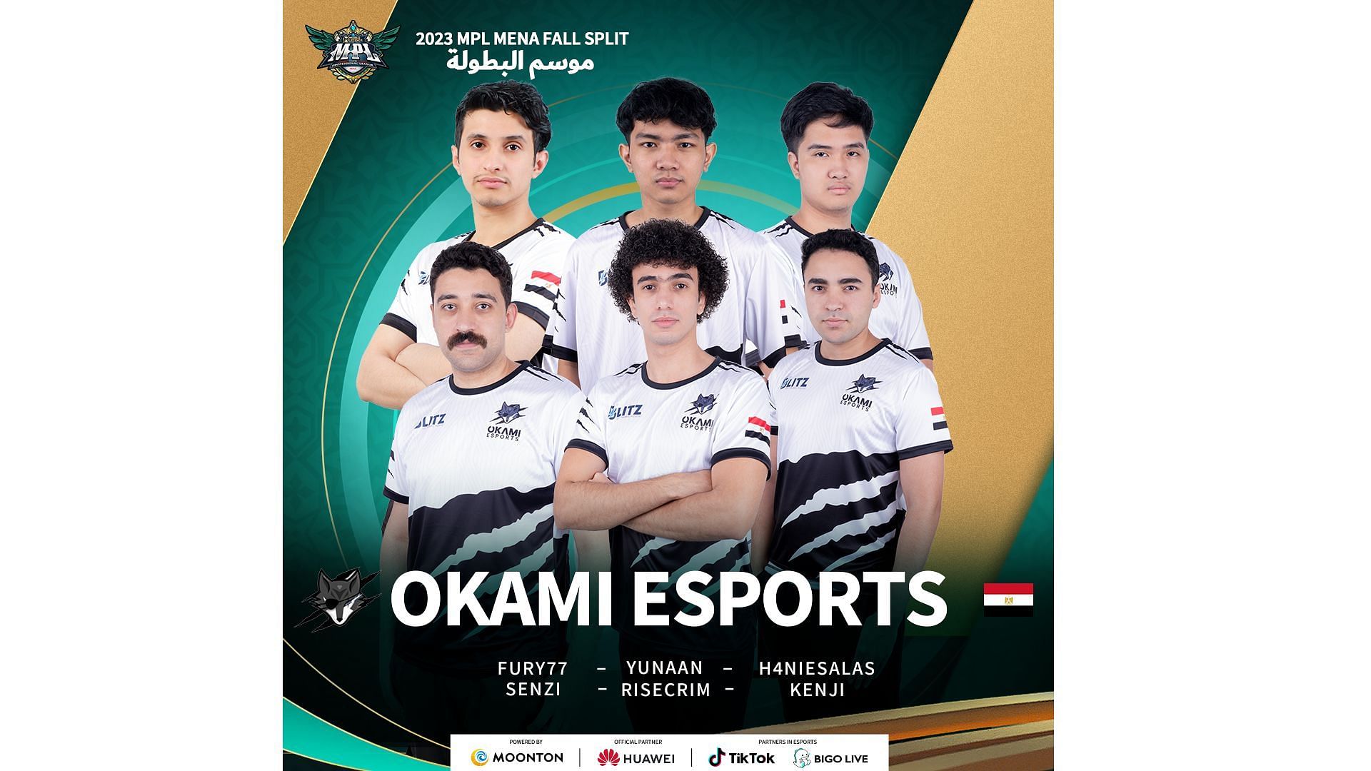 Okami eSports has an impressive roster this MPL MENA Fall Split season (Image via Moonton Games)
