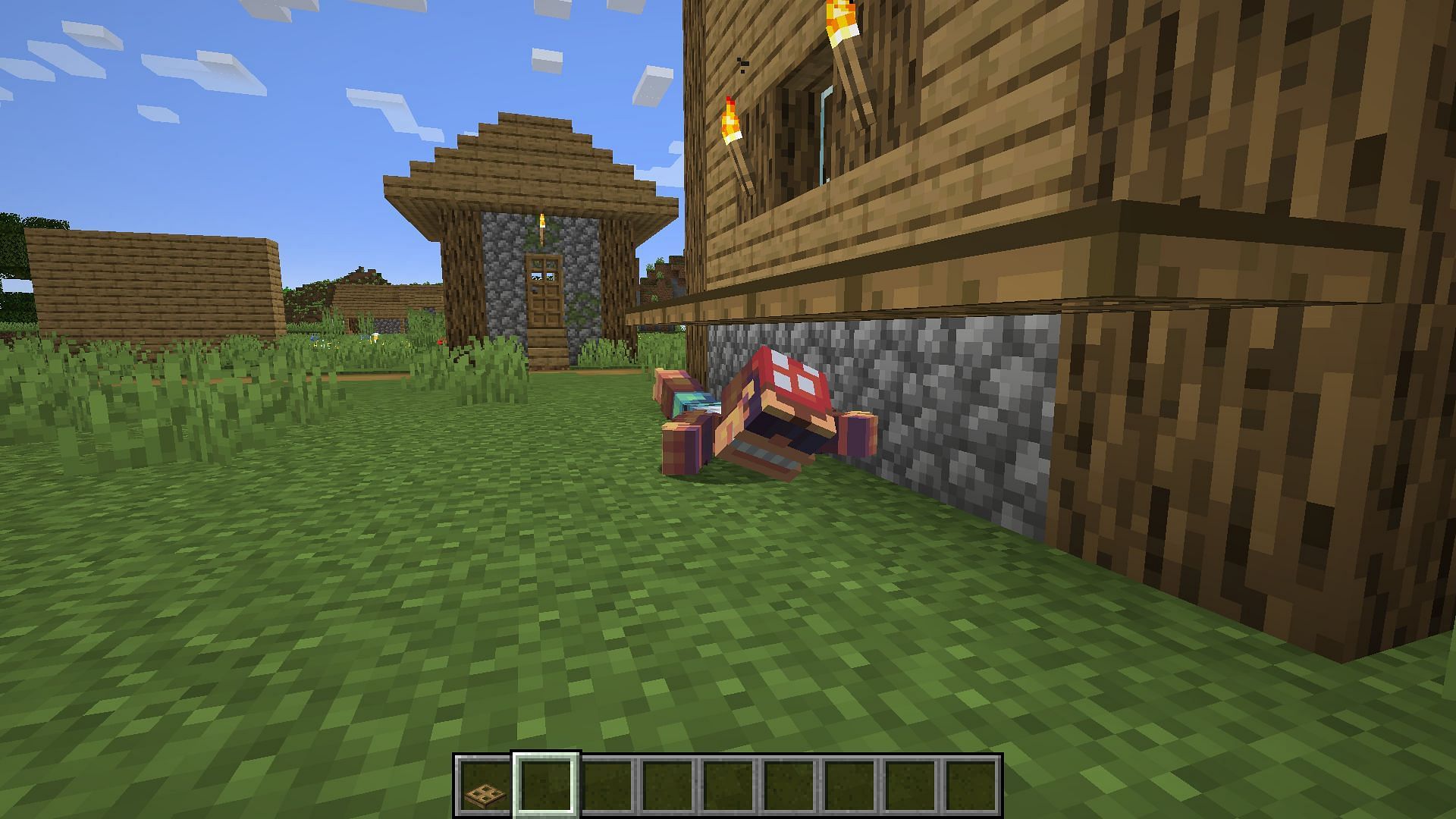 Activating trapdoors on a Minecraft player can place them in a crawling position (Image via Mojang)