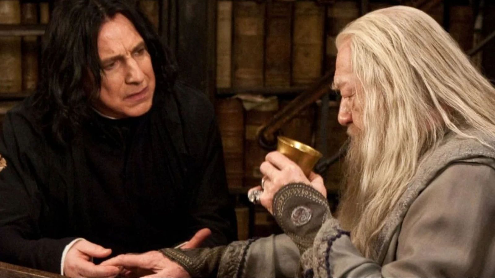 Albus reveals to Snape that he must die to save Harry (Image via YouTube)