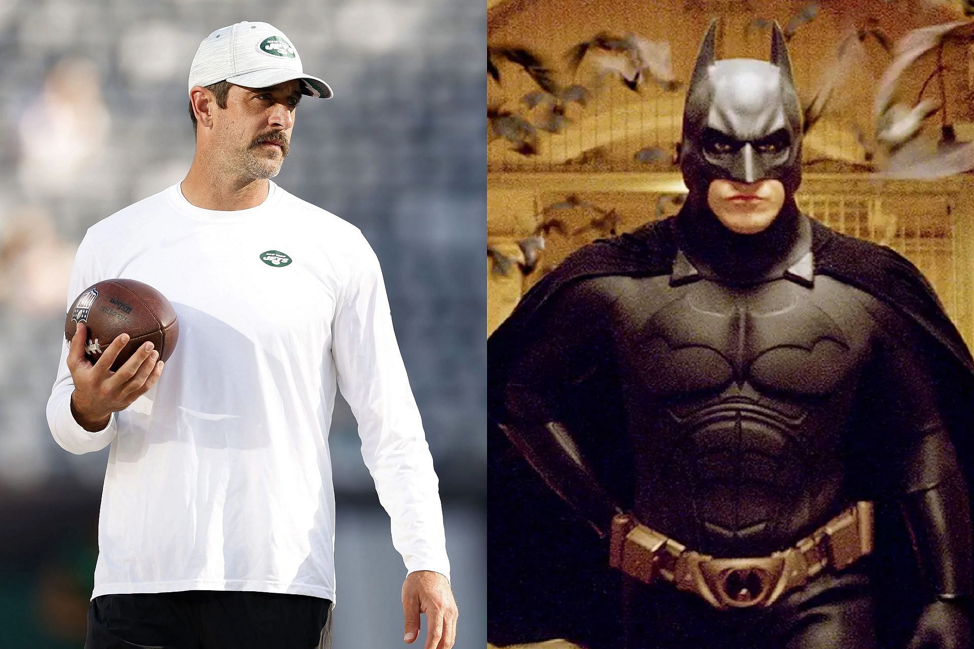 Ex-Jets QB draws parallels from Batman to lay game plan for Aaron Rodgers following Achilles injury (Photo Courtesy: Getty and Entertainment Weekly)