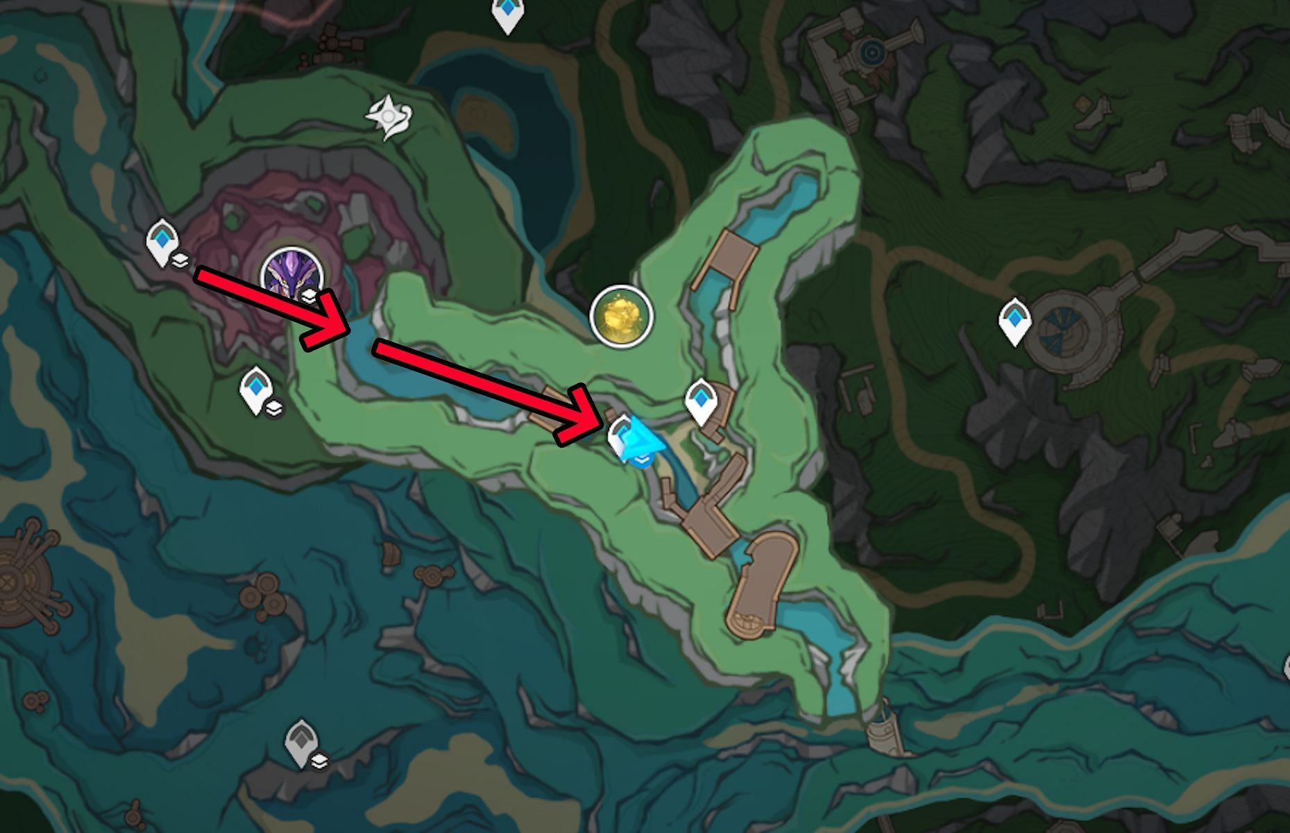 A simple path to get to this underground spot (Image via HoYoverse)