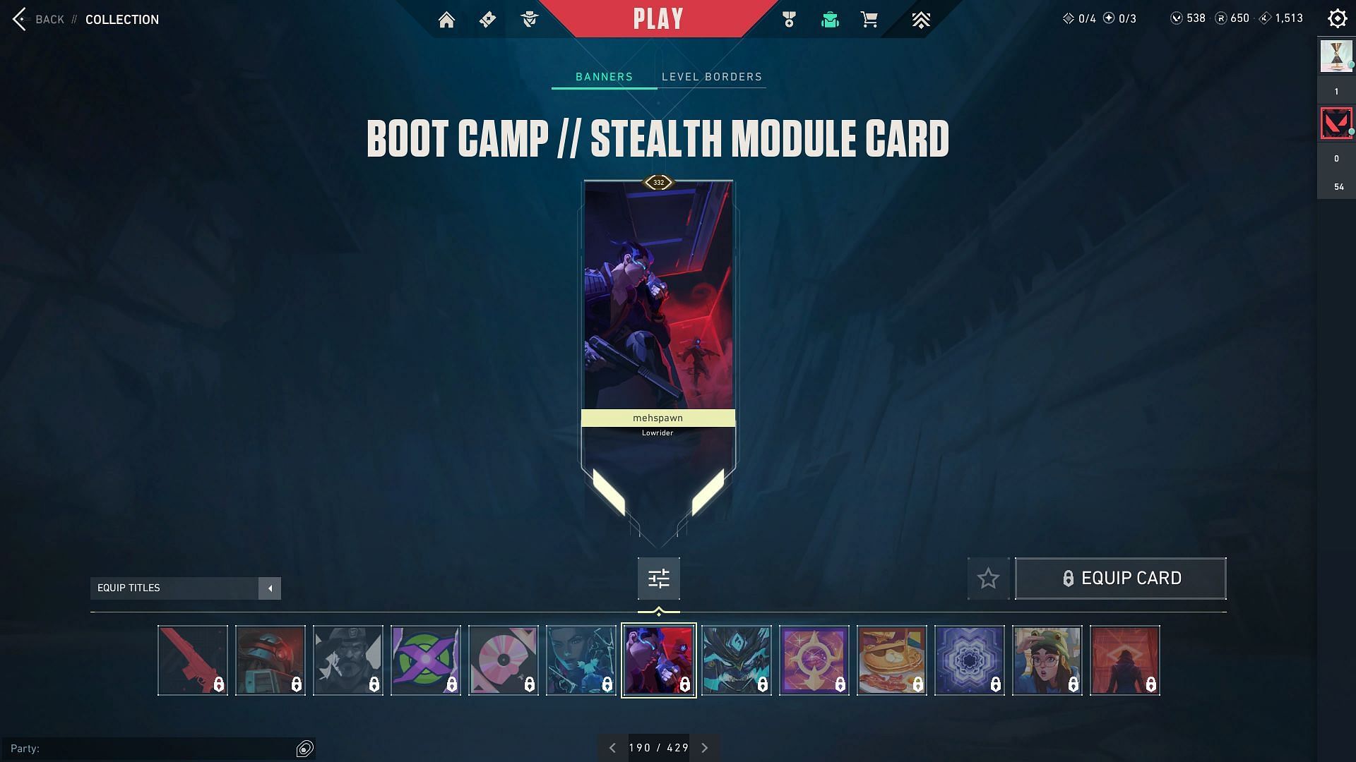 The Boot Camp // Stealth Mode Player Card (Image via Riot Games)