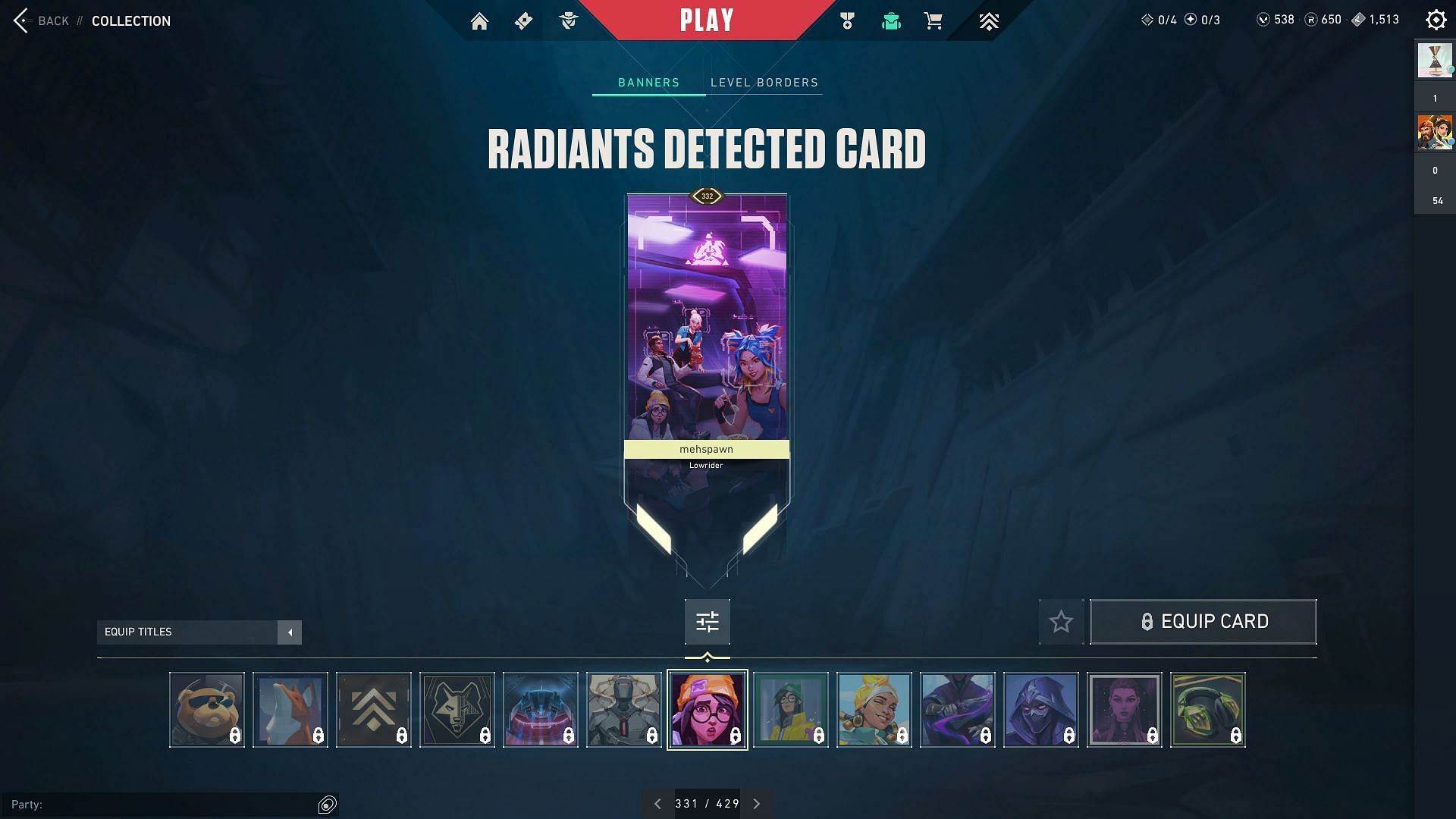 Radiants Detected Player Card (Image via Riot Games)