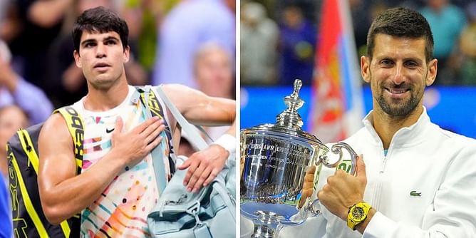 Carlos Alcaraz congratulates Novak Djokovic on winning US Open 2023