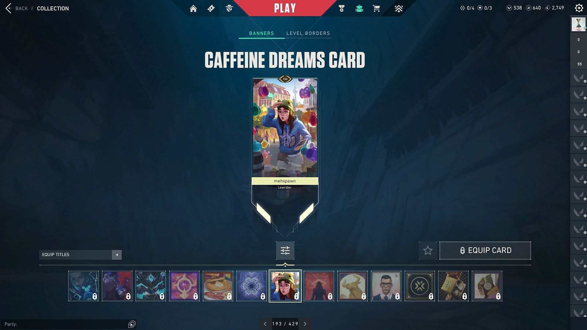 The Caffeine Dreams Player Card (Image via Riot Games)