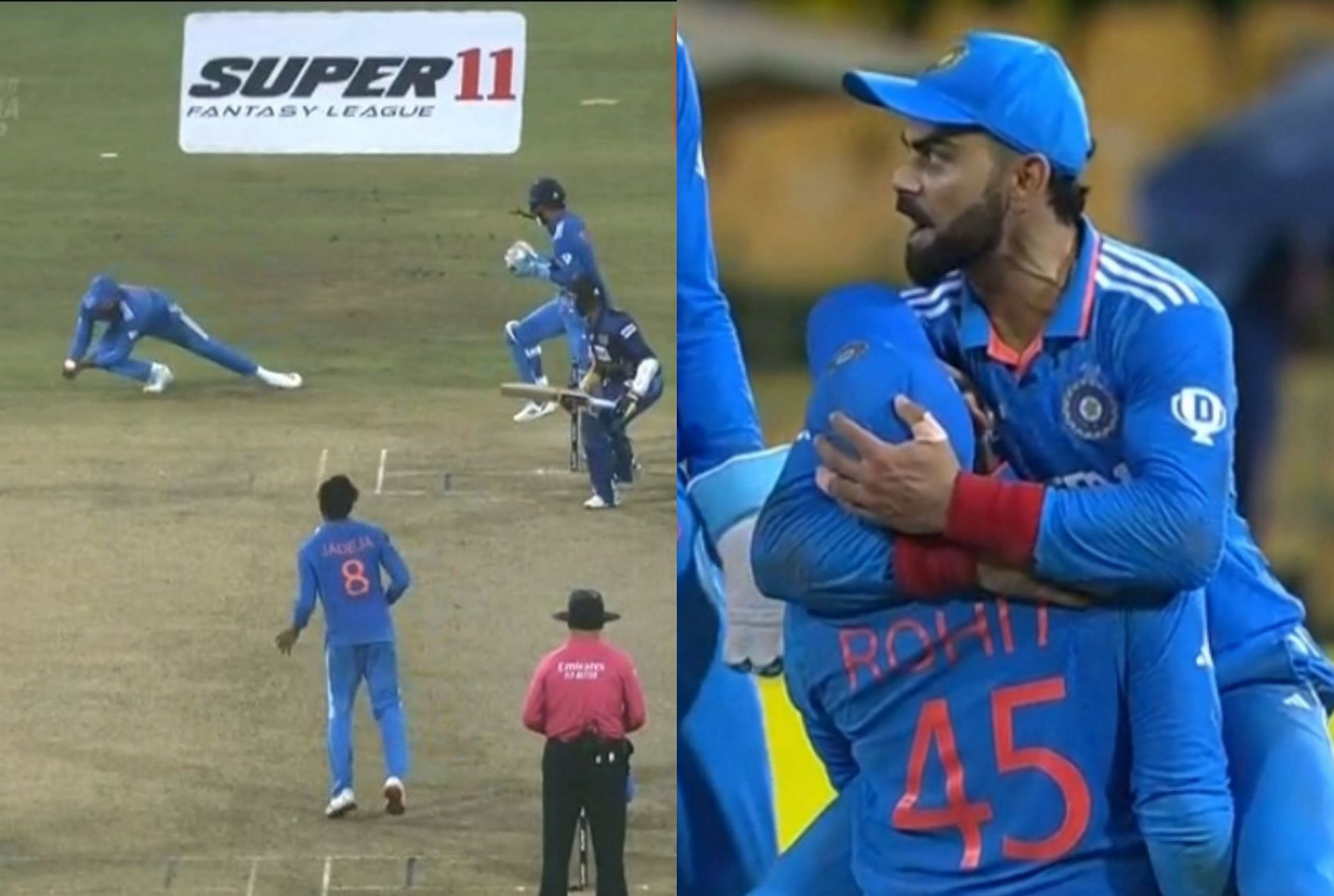 [Watch] Rohit Sharma hugged by Virat Kohli after taking stunning slip catch in IND vs SL Super 4 match