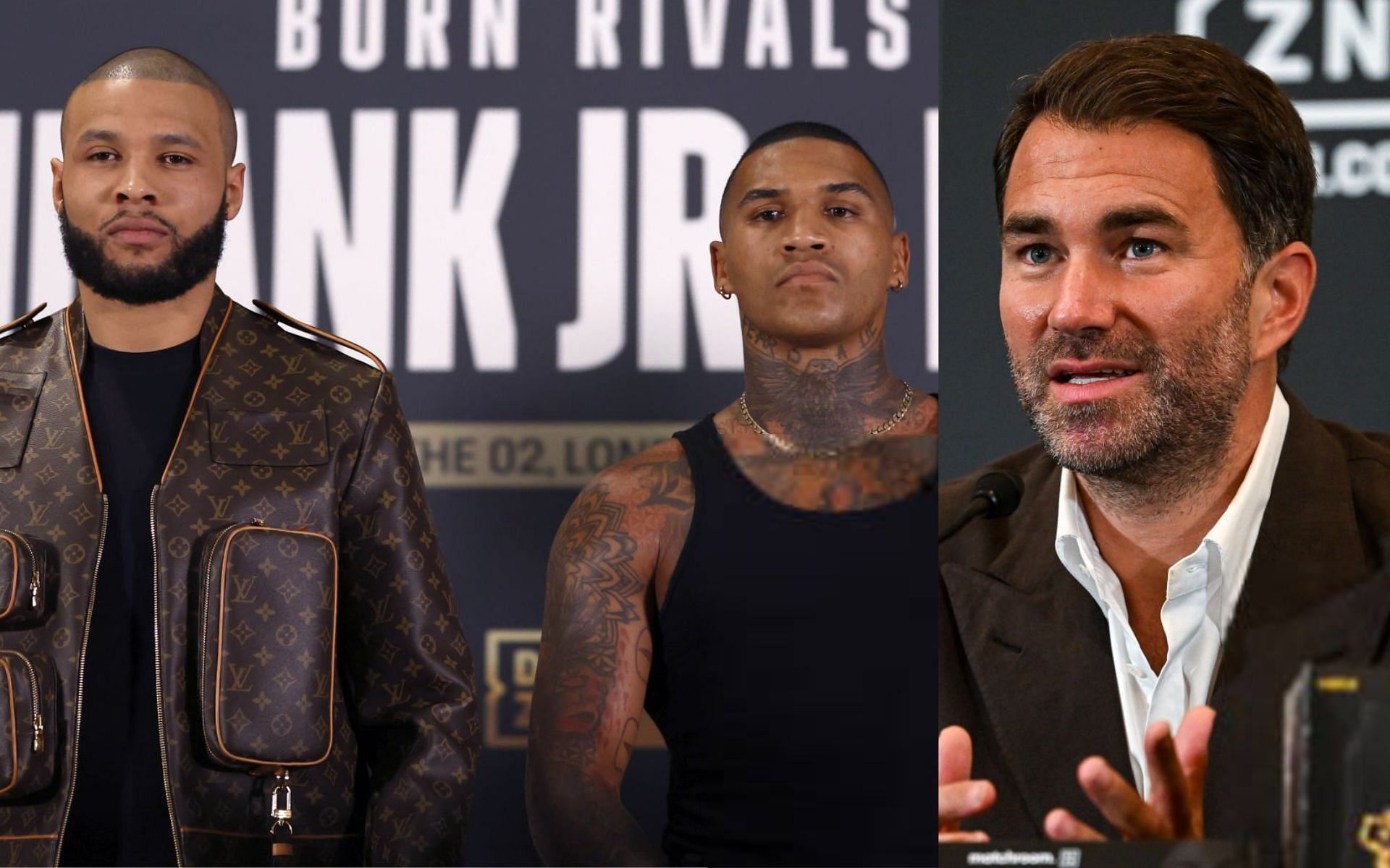 Chris Eubank Jr. and Conor Benn (left) and Eddie Hearn (right) [Images Courtesy: @GettyImages]