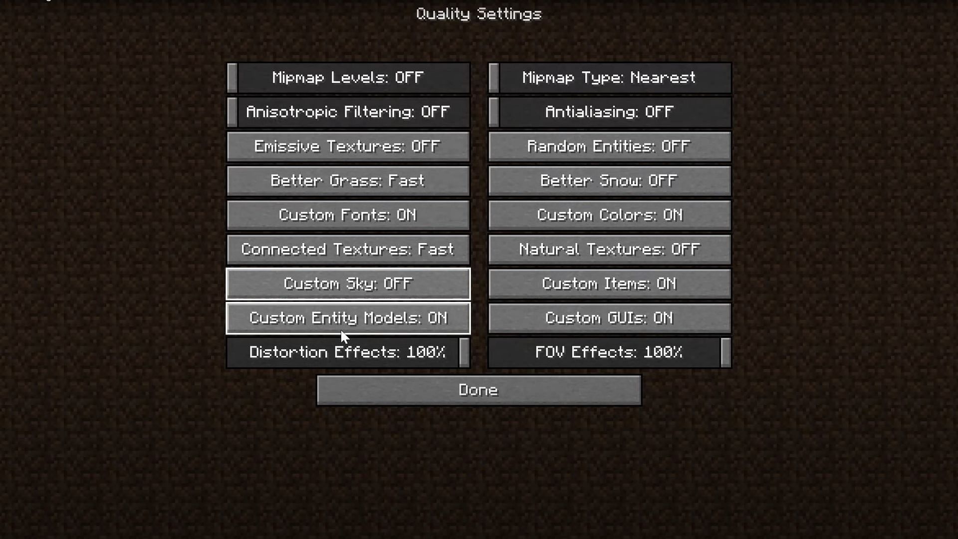 Quality Settings for Optifine Shaders (Image via The Breakdown)