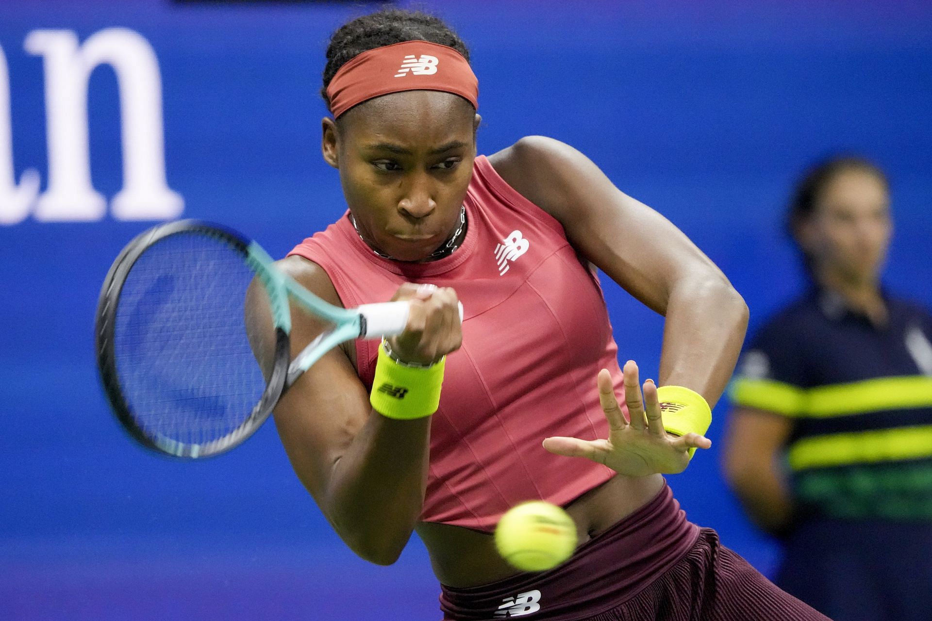 Coco Gauff in action at the US Open final