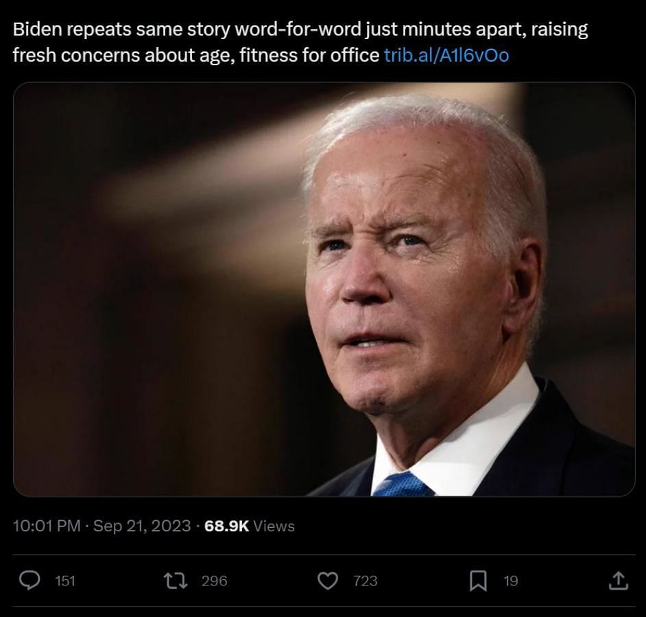 Biden's actions weren't doing him any favors with Internet users (Image via X/@nypost)