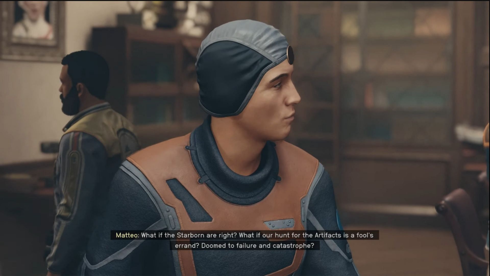 Matteo has a bit of a crisis of faith after the mission. (Image via Bethesda)