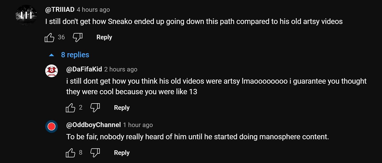 Online community discussing Sneako&#039;s viral clip 3/5 (Image via YouTube)