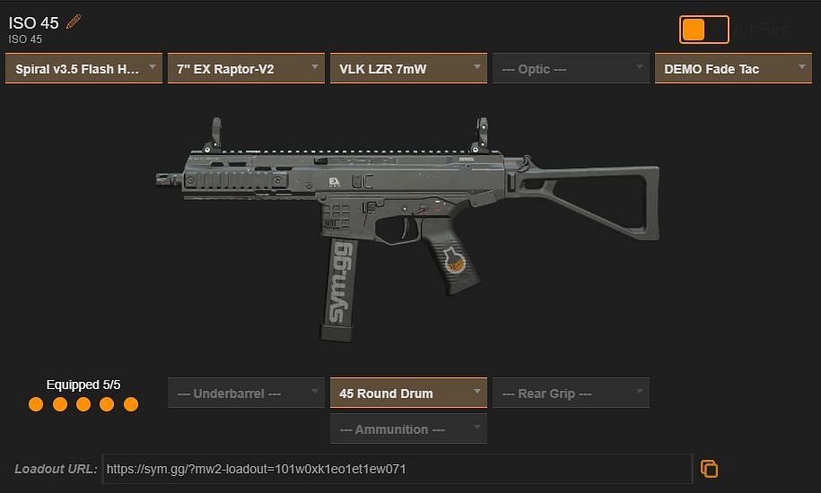 ISO 45 loadout (Image via sym.gg)