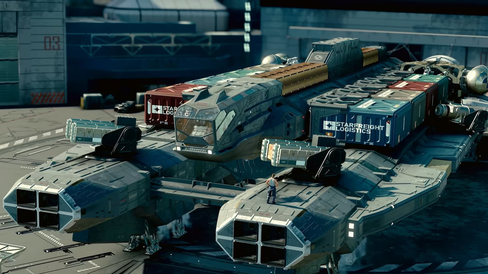 This massive tank-like Starfield ship is perfect for Cargo missions (Image via Bethesda)