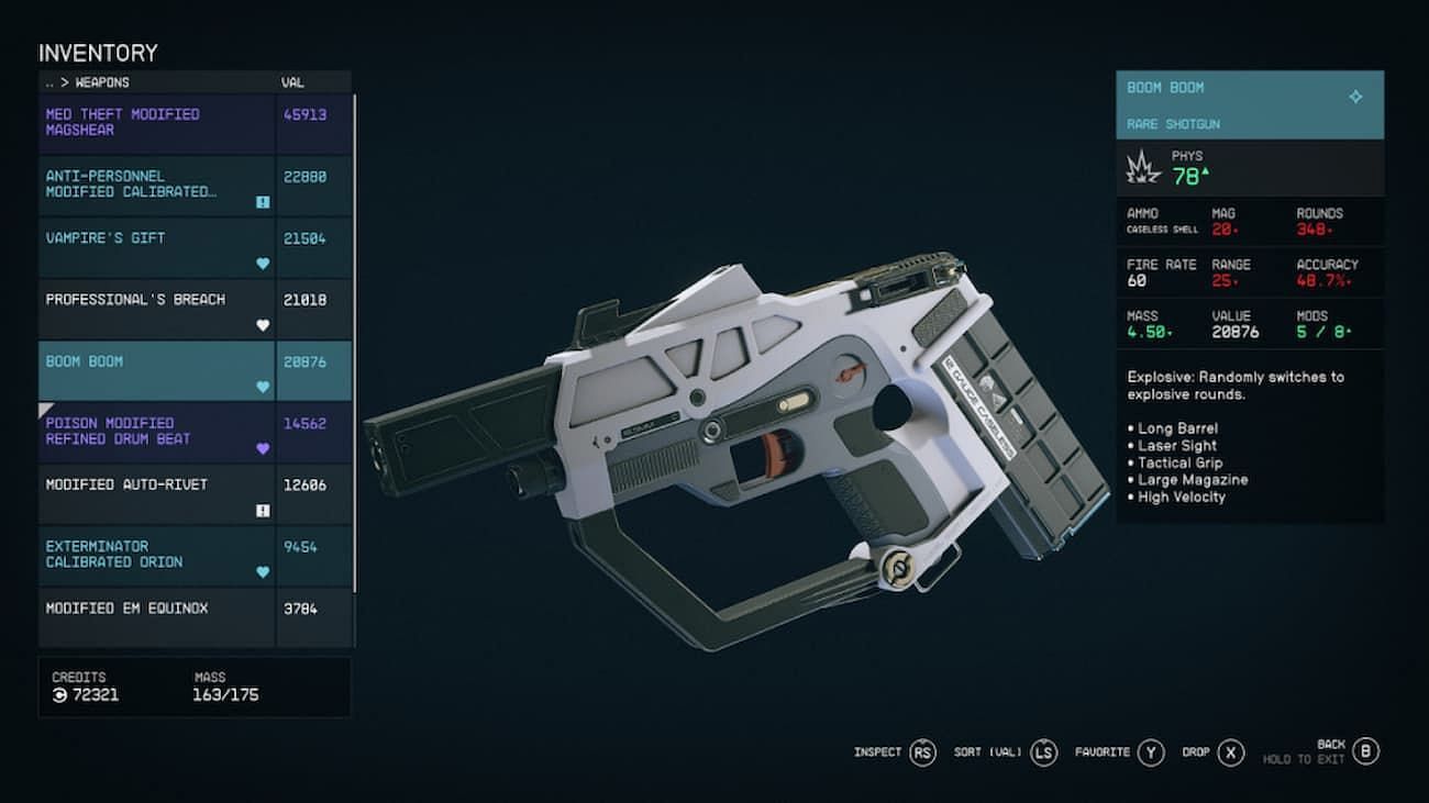 Boom Boom is one of the deadliest close-range weapons in Starfield (Image via Bethesda)