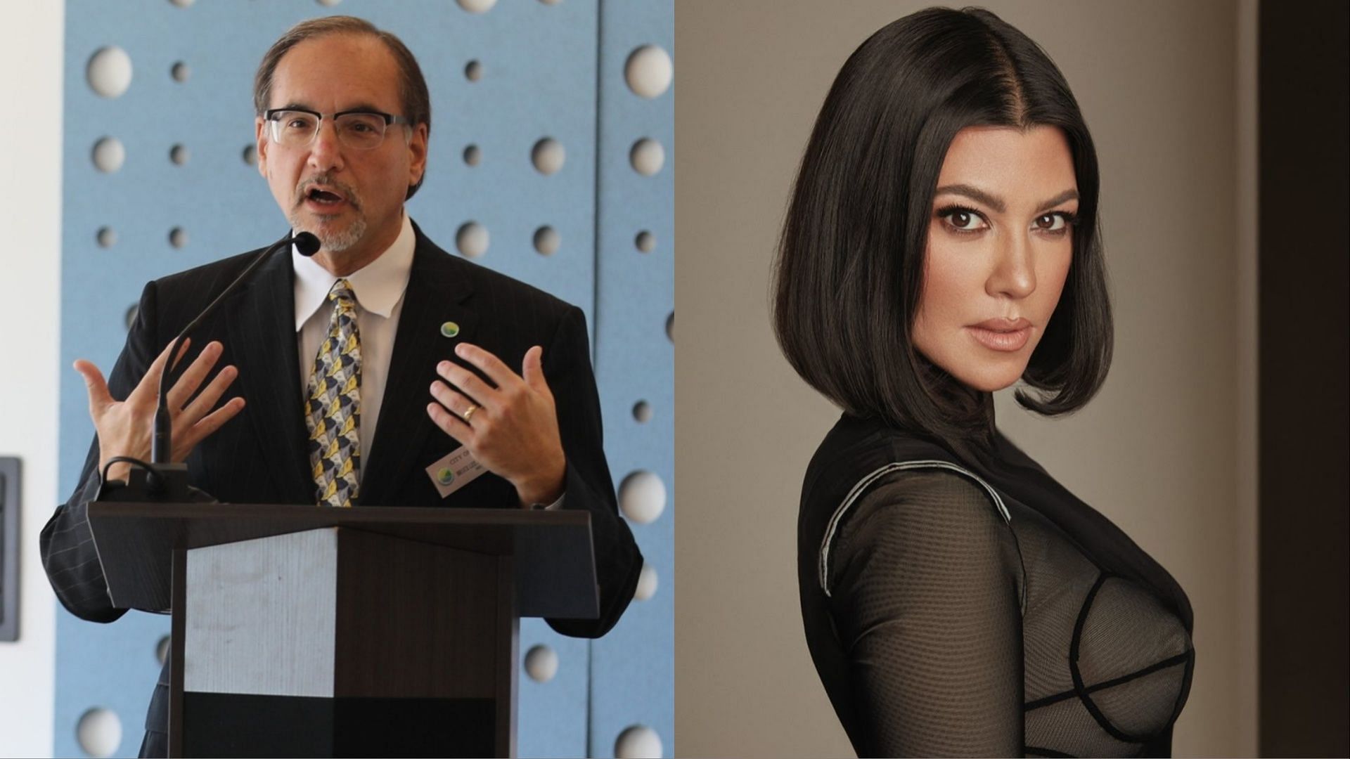 Mayor Bruce Lee Silverstein and Kourtney Kardashian. (Photo via Bruce Lee Silverstein/Facebook, @KourtDailyCom/X)