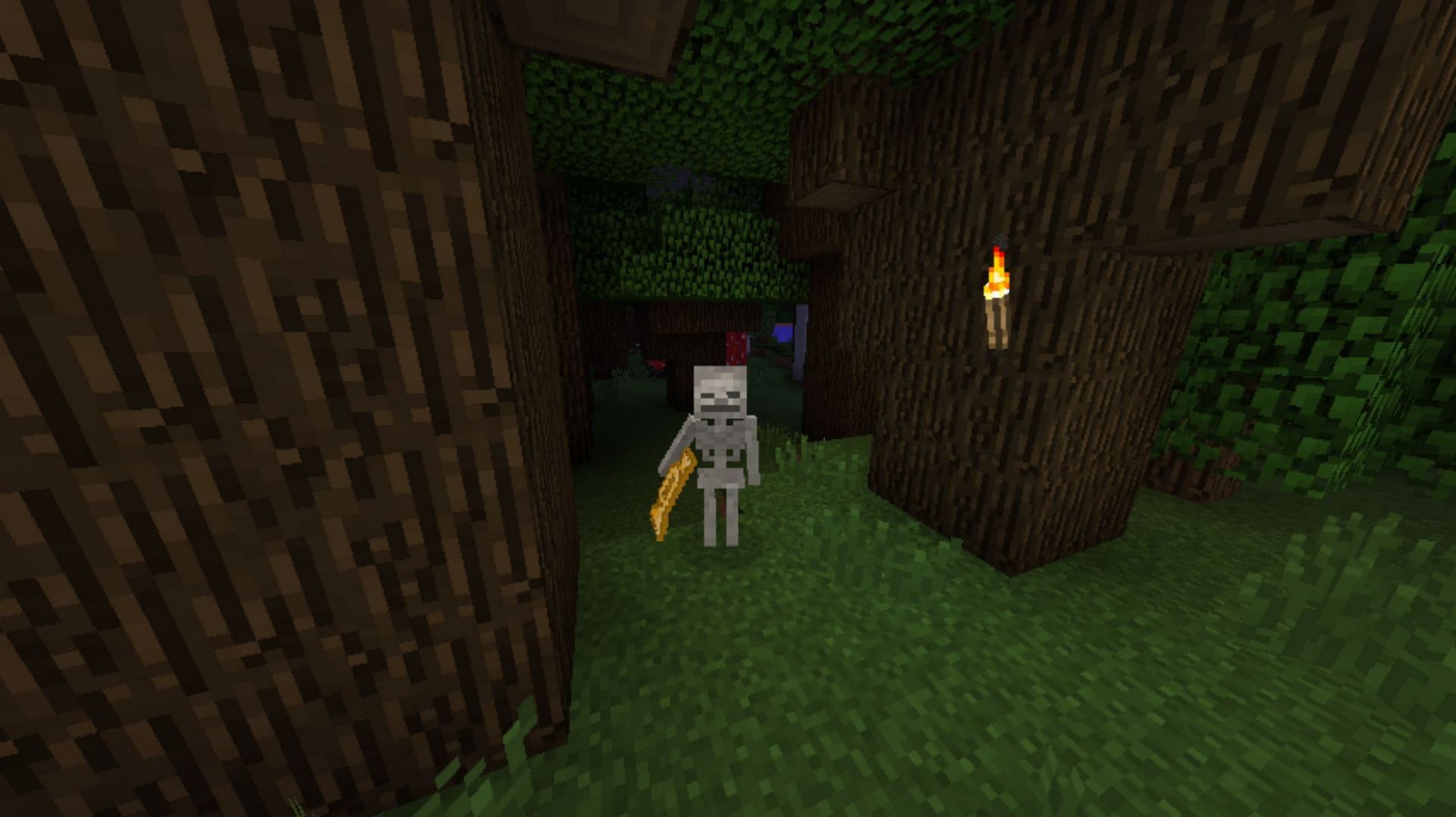 Trumpet Skeleton mod for Minecraft replaces bows with trumpets in skeleton&#039;s hands (Image via CurseForge)