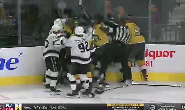 Chaos ensues as Knights captain Mark Stone gets slammed by Brayden Hodges, multiple other players get involved