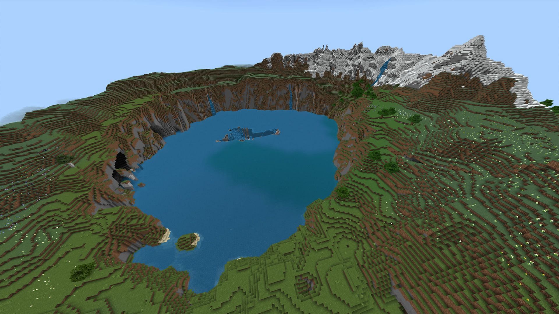 The bizarre sinkhole runs deep through the lands of Minecraft (Image via Mojang)