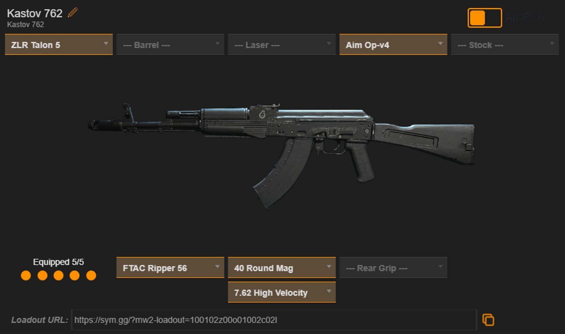 Kastov 762 loadout (Image via sym.gg)