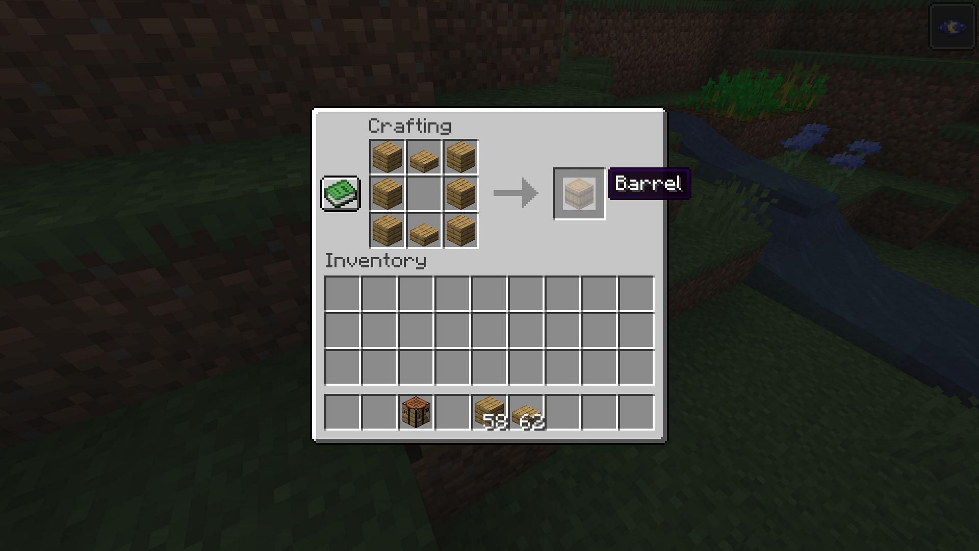 Barrels require one plank less than chests while being crafted in Minecraft (Image via Mojang)