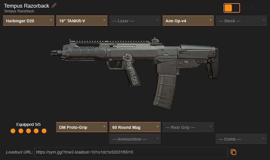 Tempus Razorback loadout (Image via sym.gg)