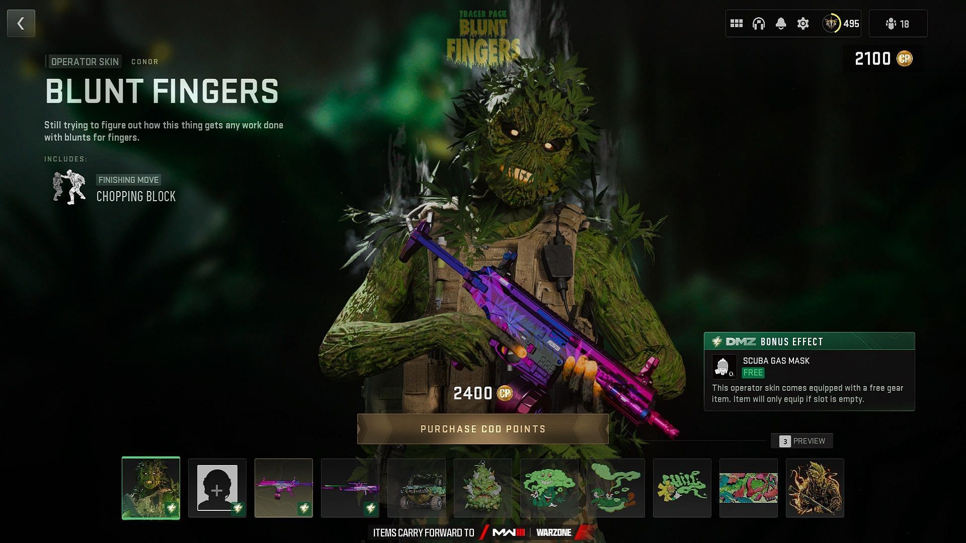 All items in the Blunt Fingers Bundle in Warzone 2 and MW2 (Image via Activision)