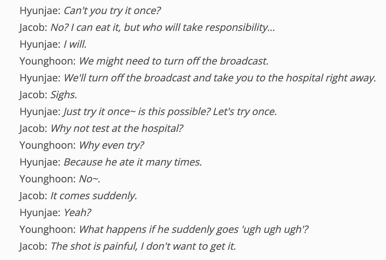 Conversation&#039;s translation (Image via allkpop)