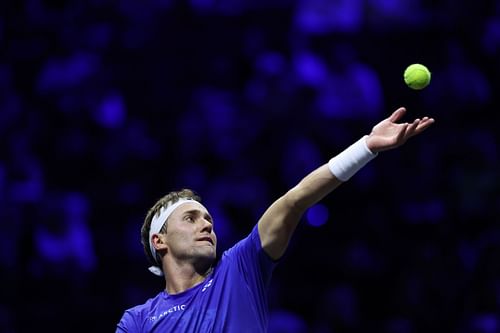 Casper Ruud in action at the Laver Cup