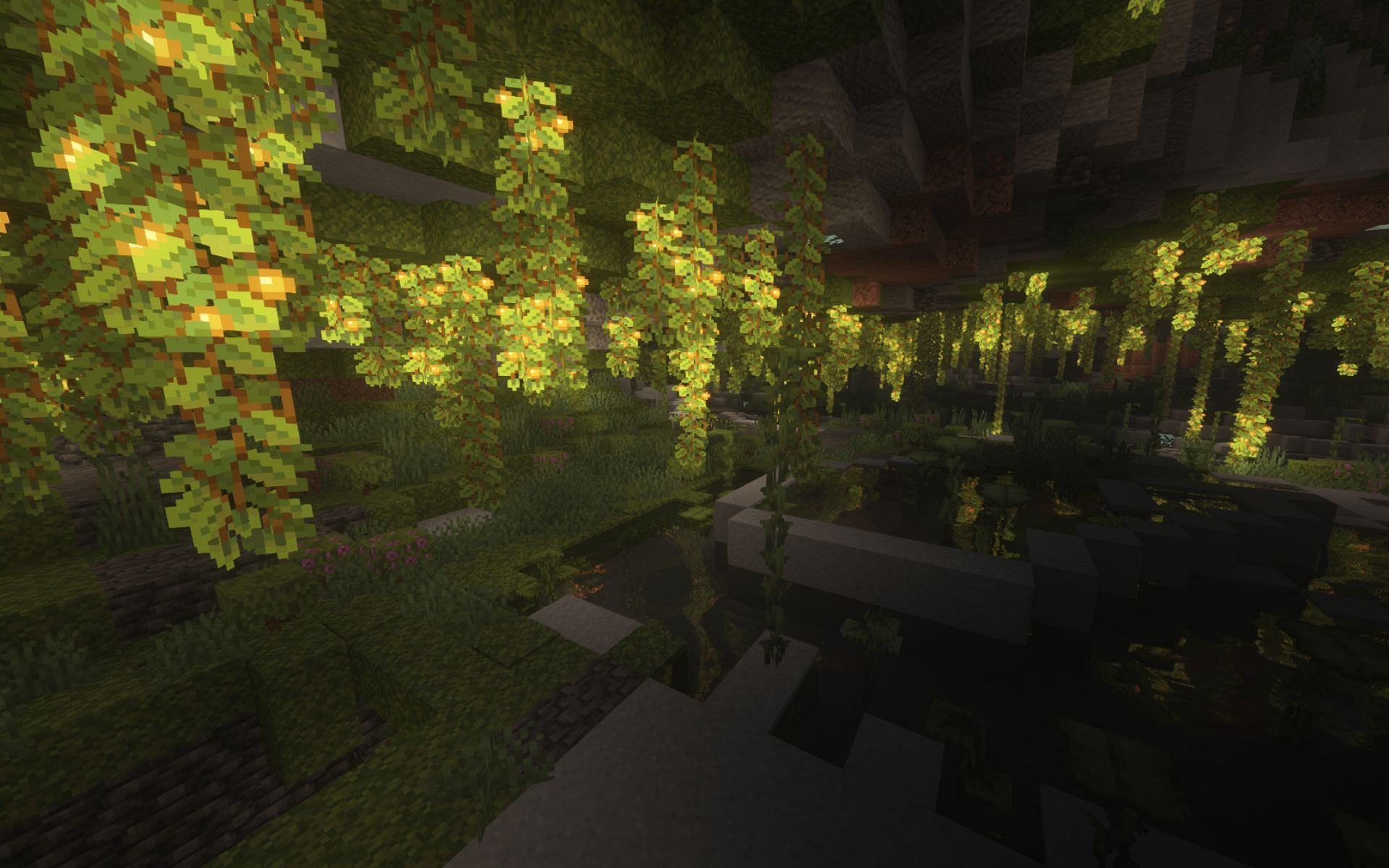 Lush Caves are beautiful cave biomes (Image via Mojang Studios)