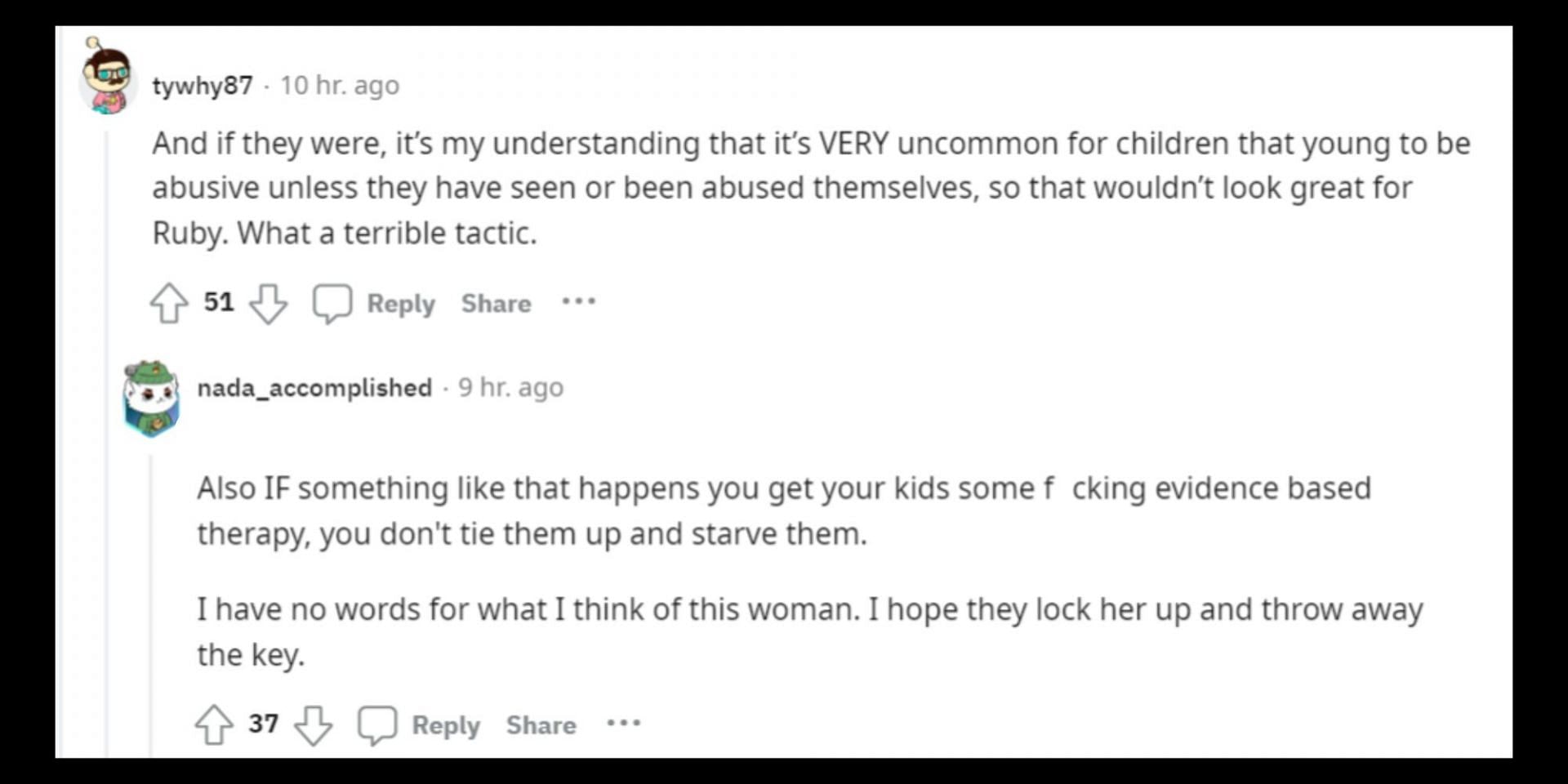 Internet slams Ruby for bringing allegations against her children. (Image via Reddit/@r/FundieSnarkUncensored)