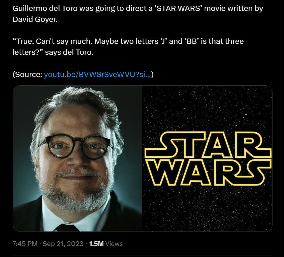 DF&#039;s post about del Toro&#039;s possible film (Image via X)