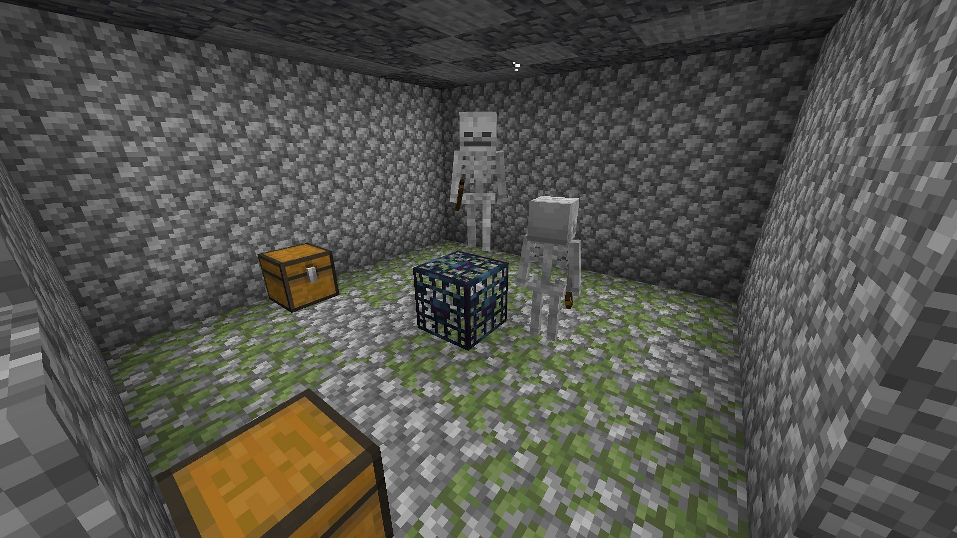 A skeleton spawner farm can be created to obtain loads of bones for bone meal in Minecraft (Image via Mojang)