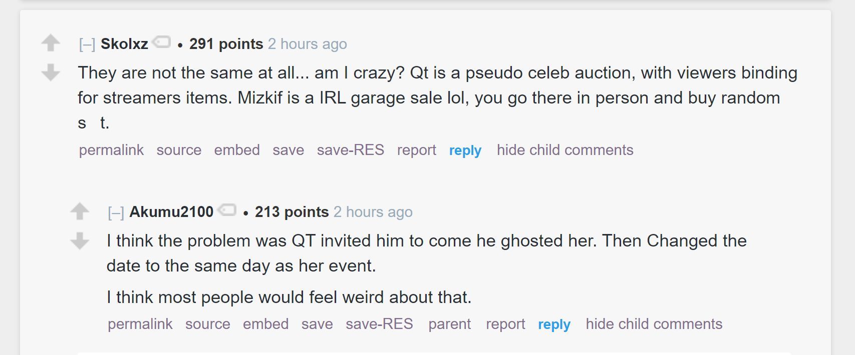 He just left me on read - QTCinderella says it's weird that Mizkif  rescheduled his garage sale on same day as her auction