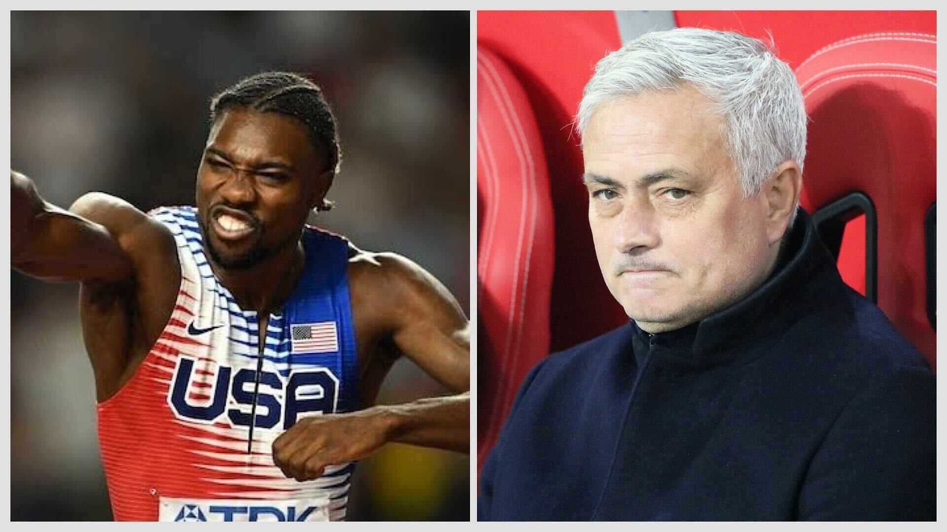 Noah Lyles and Jose Mourinho (Image via Sportskeeda)