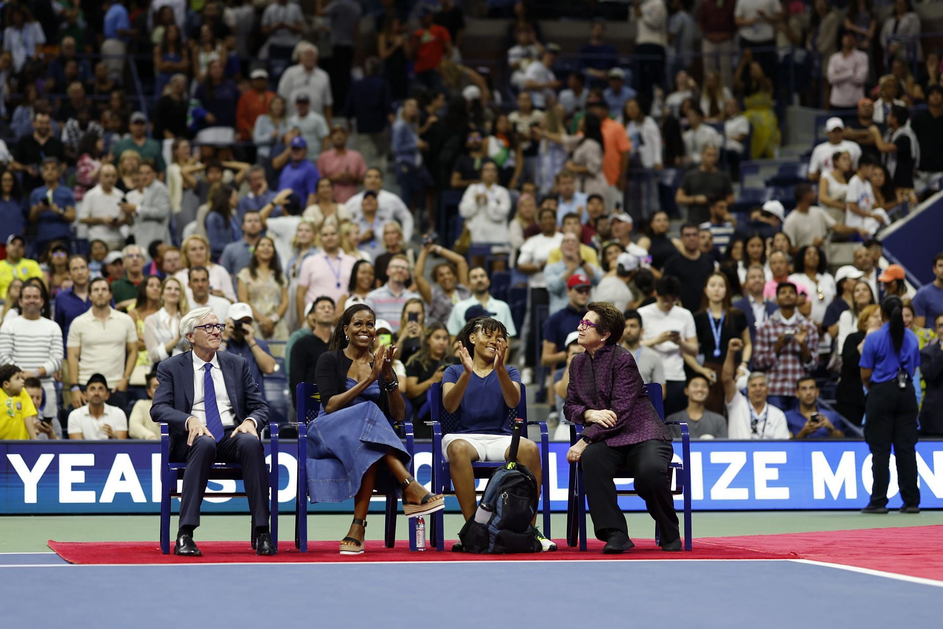 Billie Jean King with Michelle Obama at the 2023 US Open