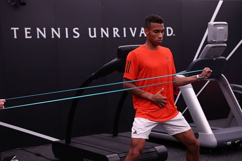 Felix Auger-Aliassime works out during Laver Cup 2023