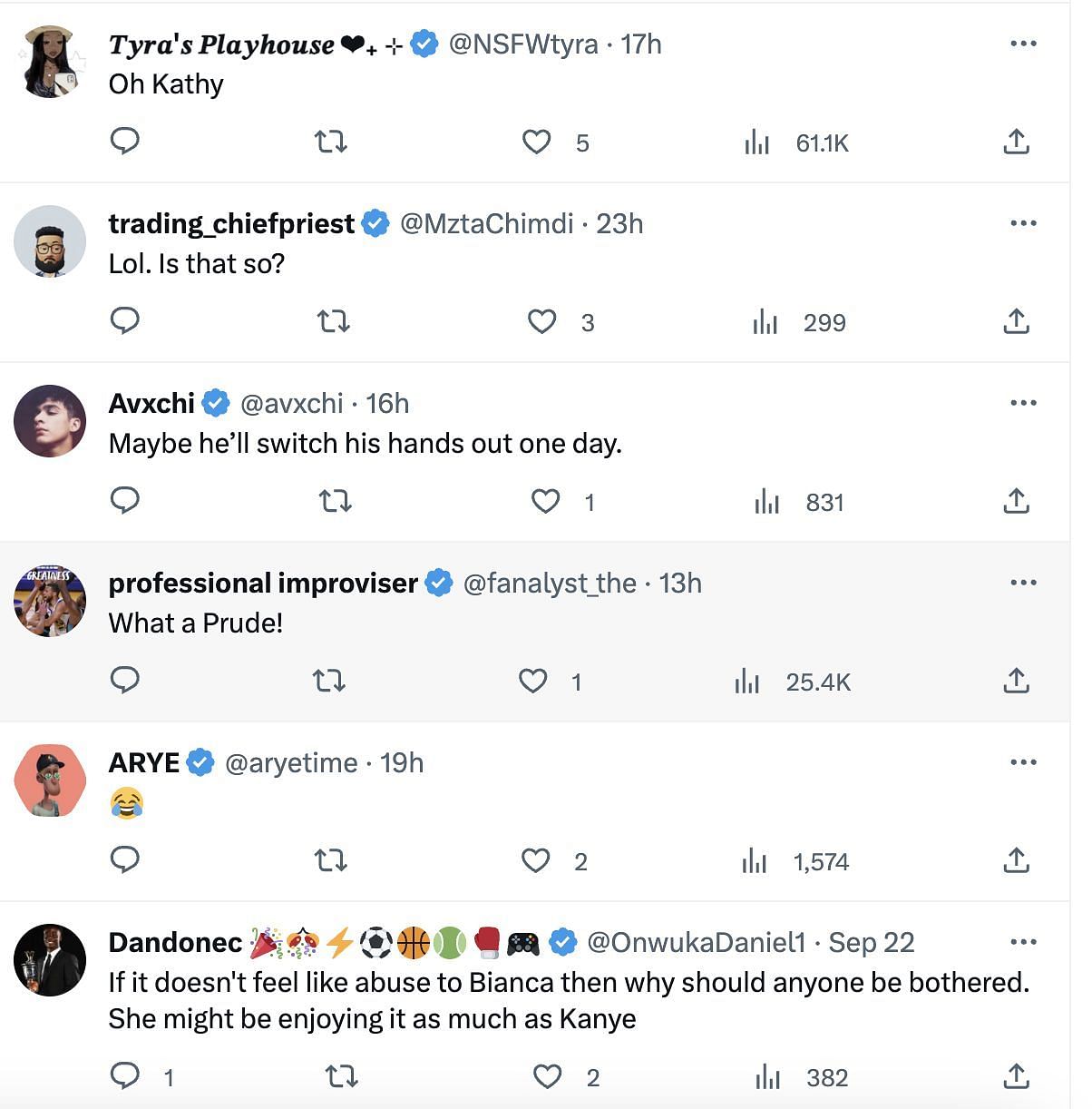 Social media users shower opinions as Kathy uploaded a video on TikTok accusing Kanye of abusing and controlling his wife, Bianca. (Image via Twitter)