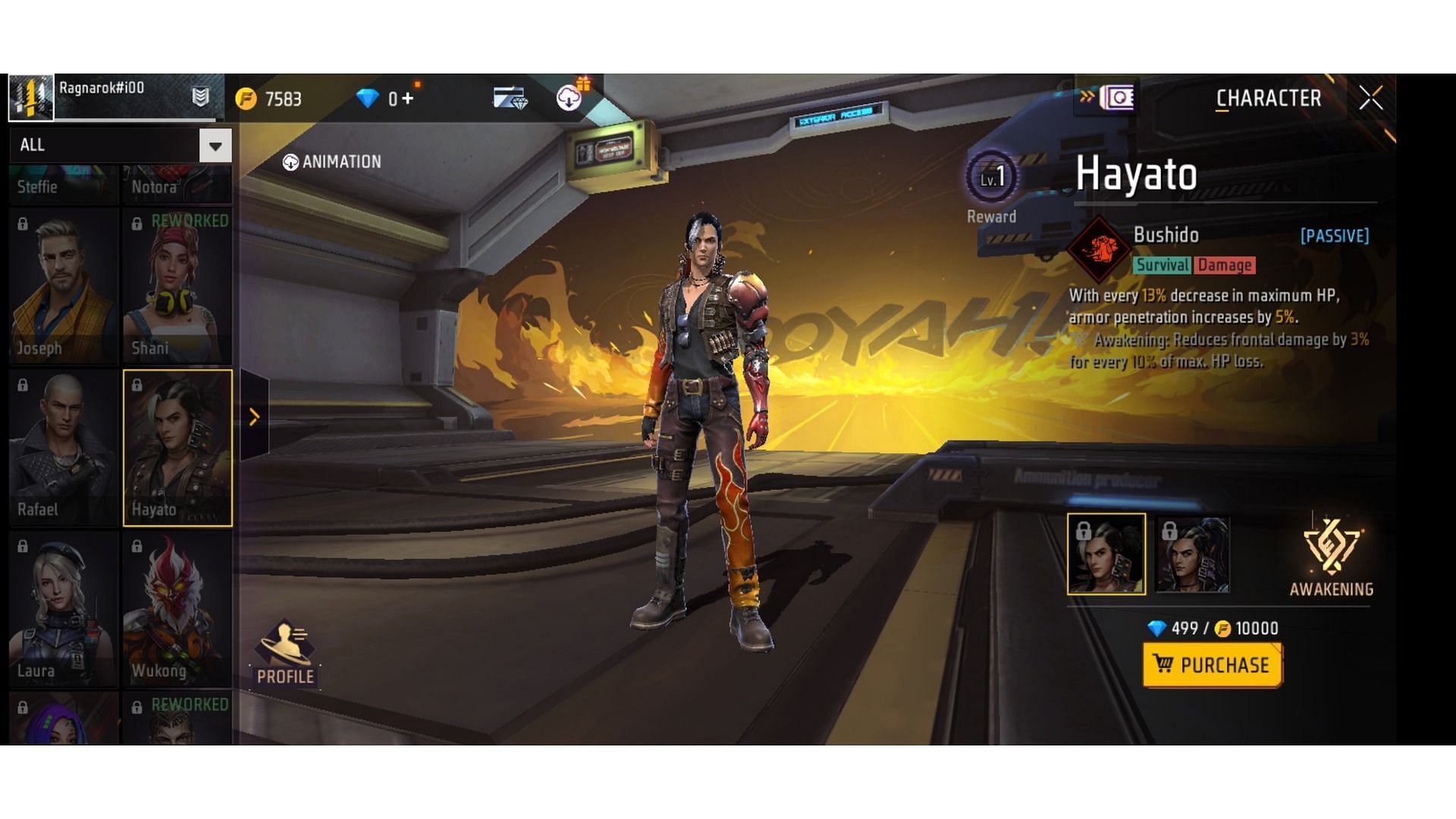 The character Hayato (Image via Garena)