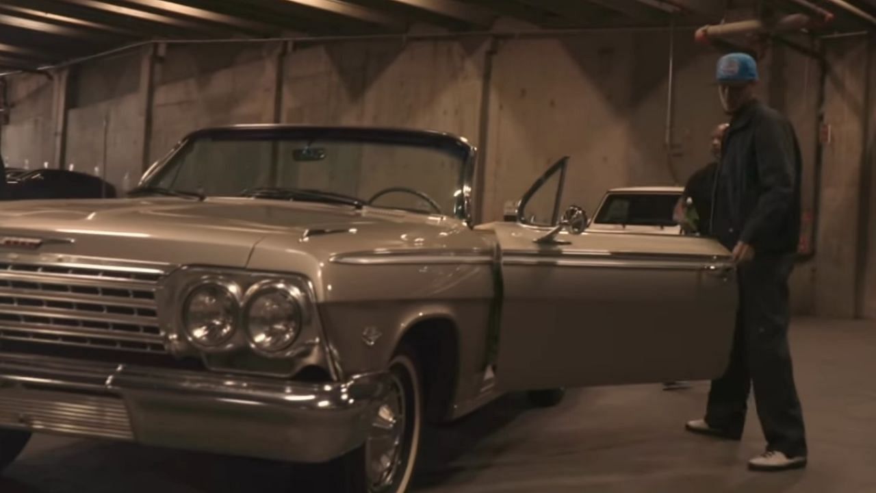 Devin Booker showing off his 1959 Chevrolet Impala.