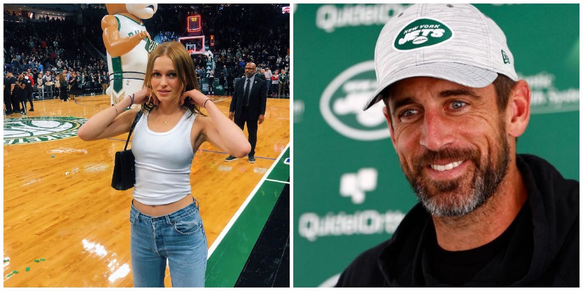 Mallory Edens (L) dating NFL legend Aaron Rodgers(R)