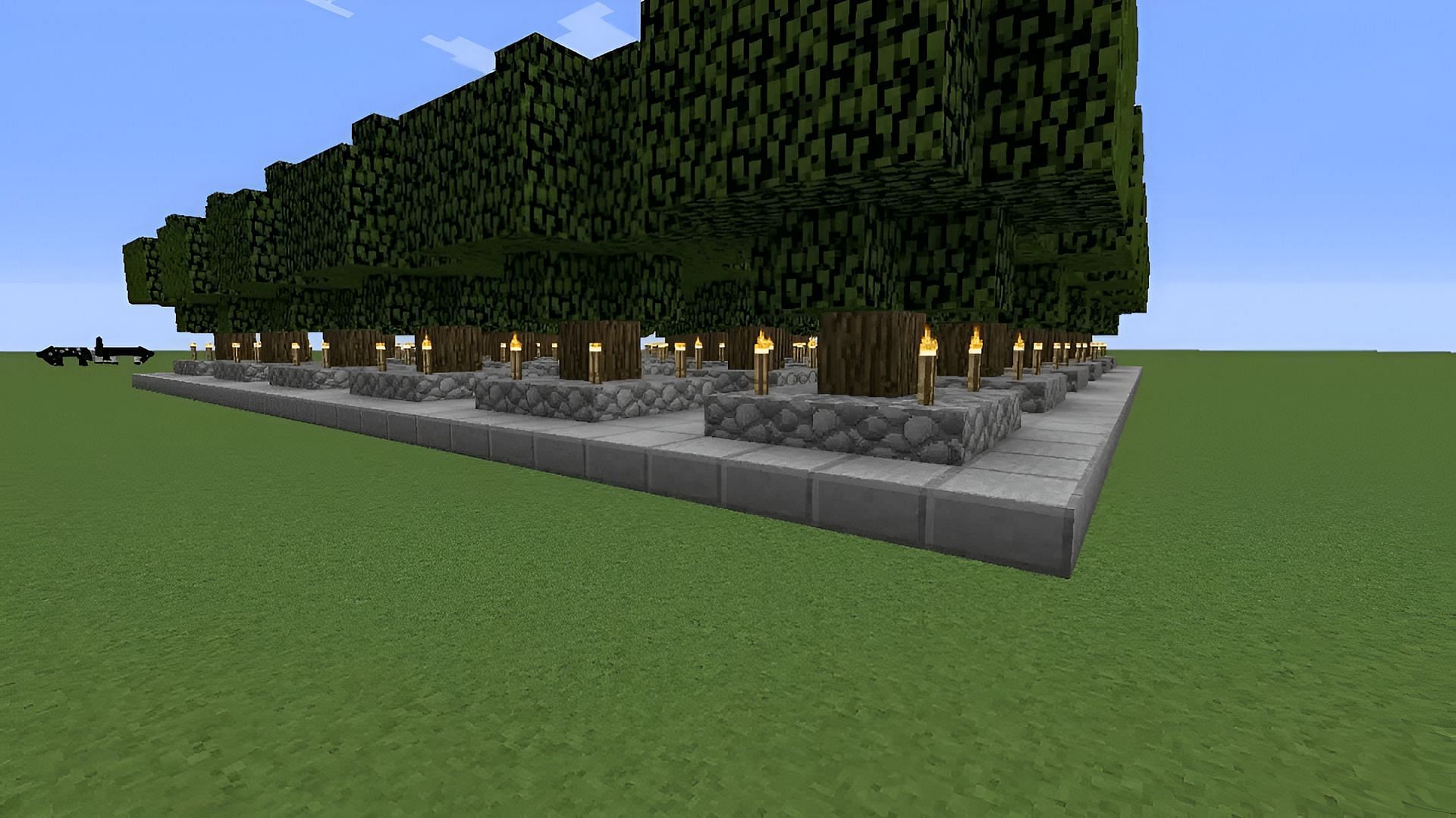 A basic oak tree farm in Minecraft (Image via Mojang)