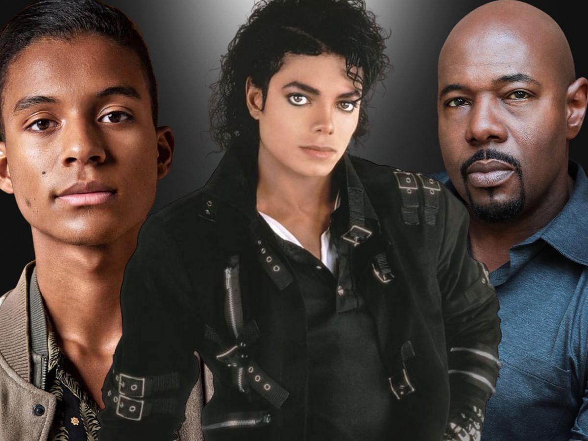 Collage of Jaafar Jackson, MJ, and Antoine Fuqua (Wikibiostars, Michael Jackson Instagram, CTMG 2018/Sony Pictures Entertainment)
