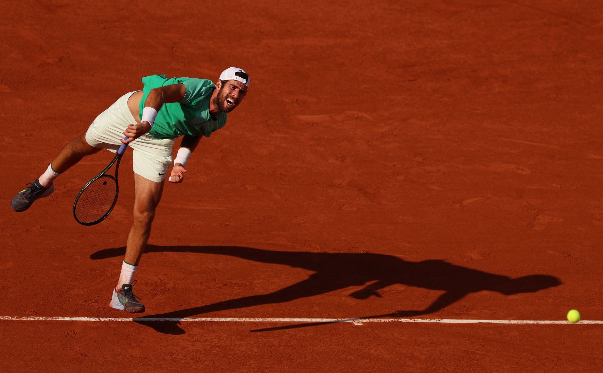 Karen Khachanov in action at the French Open